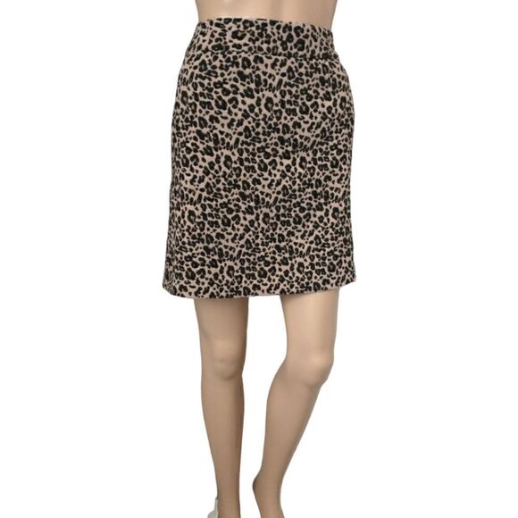 Loft Mini Skirt 0P Pointe Knit A Line Animal Print Pocket Cheetah Stretch Petite - Picture 9 of 16